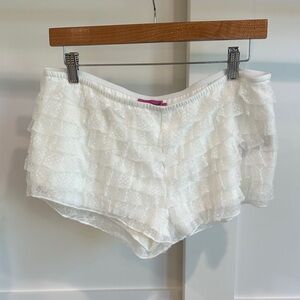 Edikted Juliana White Layered Ruffle Shorts